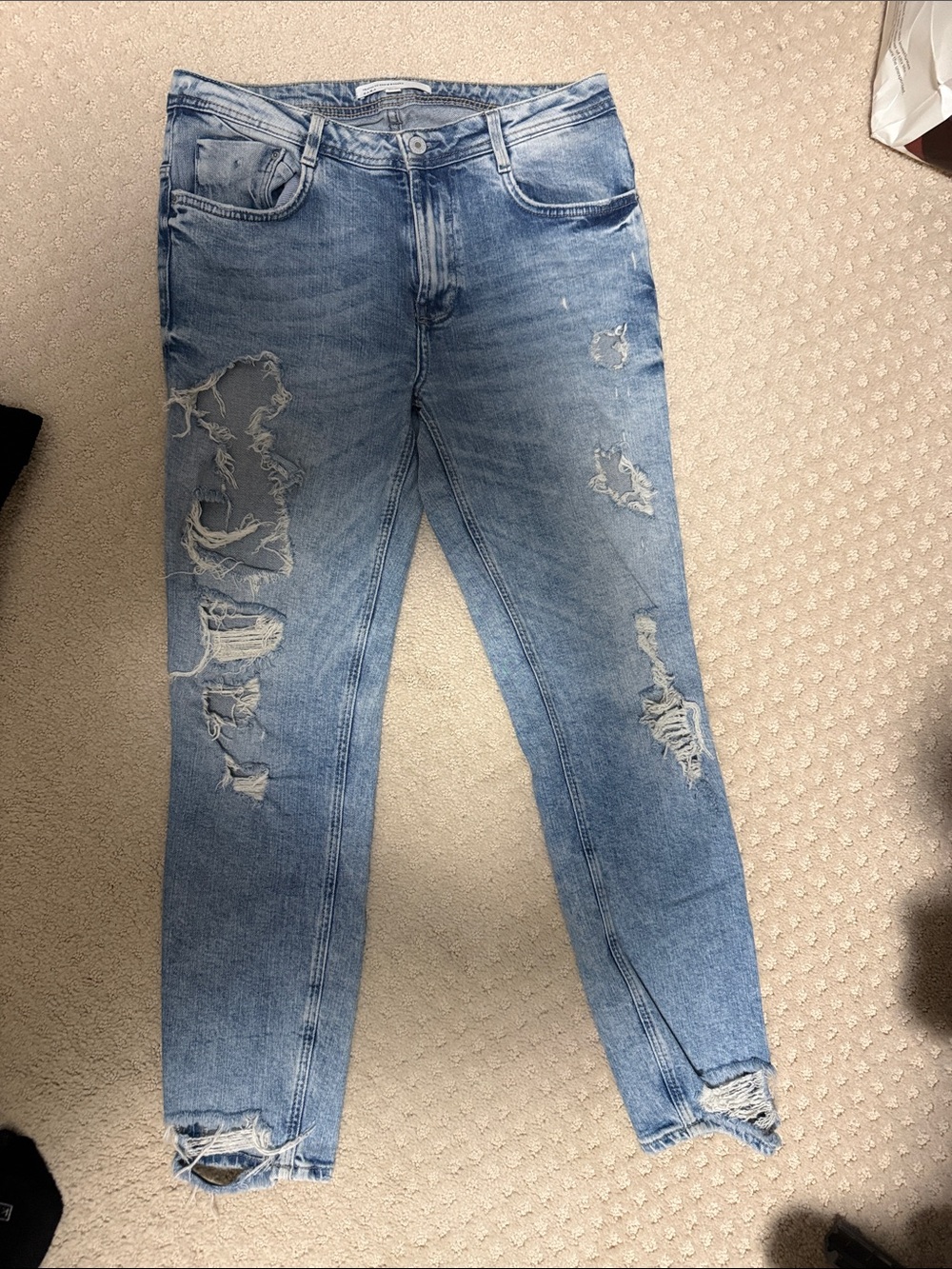Zara Ripped Light Blue Skinny Jeans for Women